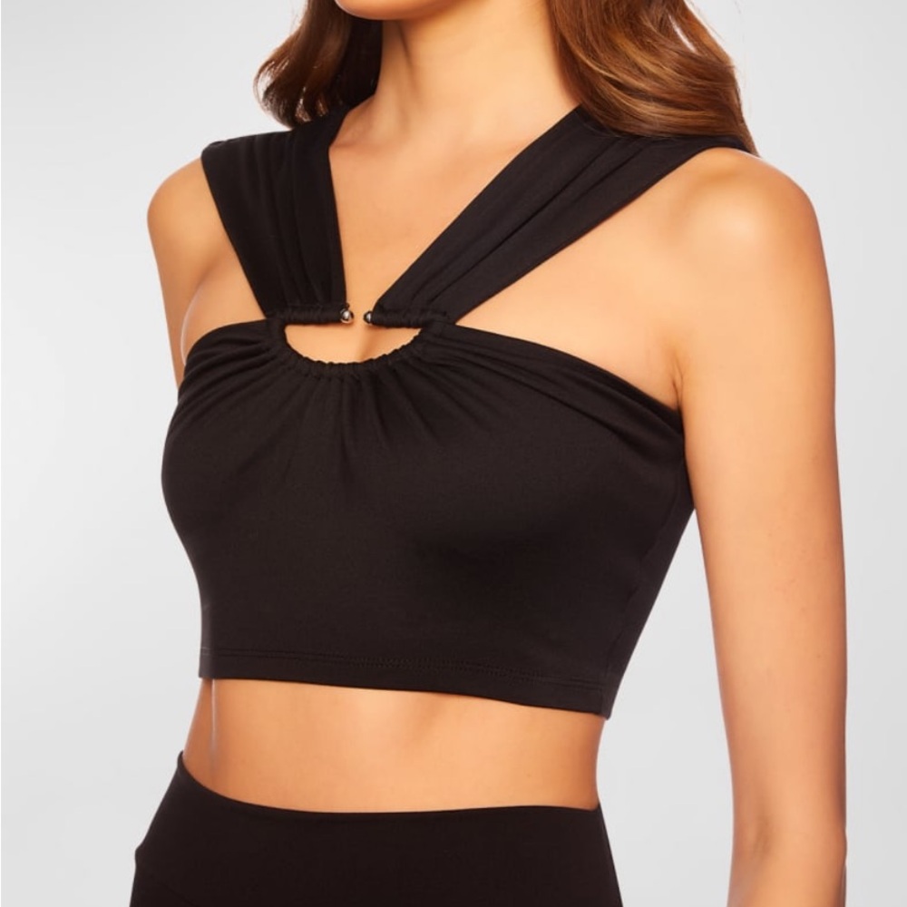 Susana Monaco Womens Black Cutout Crop Top, Size Large NWT